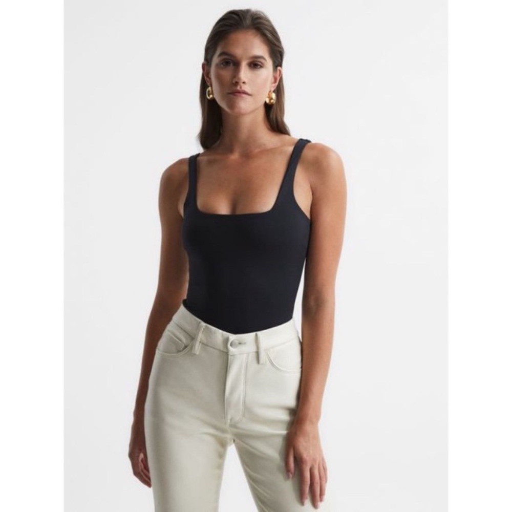 Good American NWT Scuba Modern Tank Bodysuit in Black 🔥 Size Small (1)